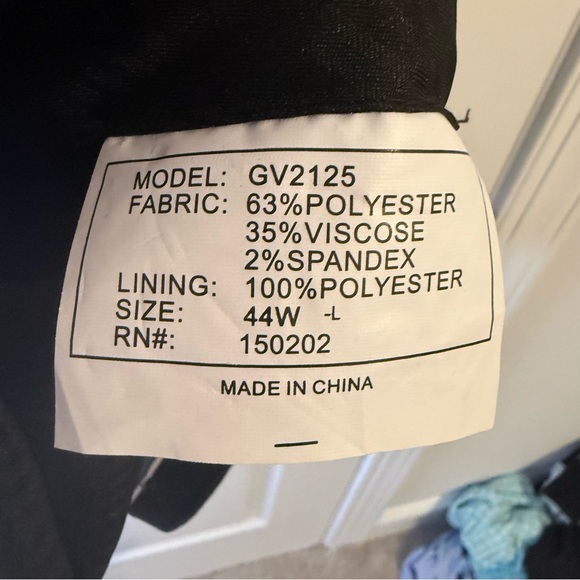 Gino Vitale‎ Men’s 3-peice Windowpane Plaid Slim Fit Suit 50L X 44W Navy - Picture 10 of 11